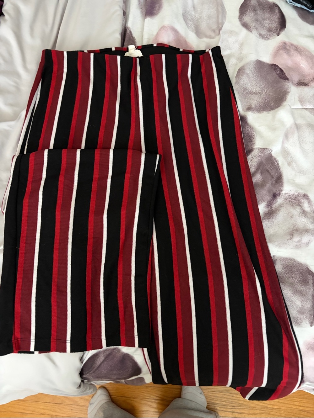 silence + noise Kids Red, Black and White Striped Wide-Leg Skirt